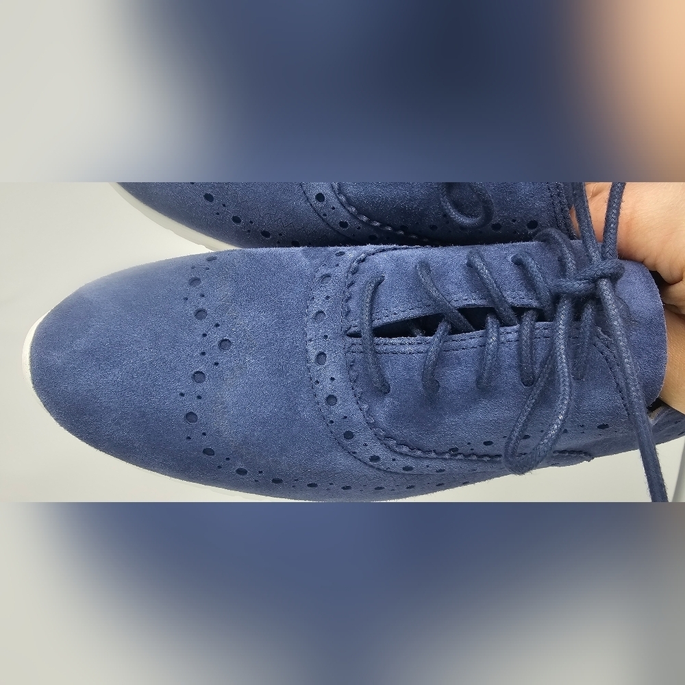 Cole Haan Zerogrand Wingtip Women's Blue Suede Leather Shoes Size 7B Excellent - Picture 12 of 16
